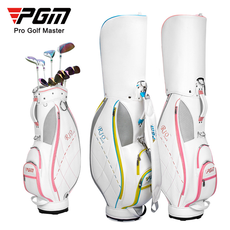 Túi golf PGM tiêu chuẩn nữ nhẹ, chất liệu PU, kích thước 123x22x35 cm — QB042-Trắng hồng, QB042-Màu xanh trắng