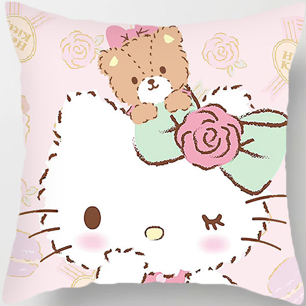 Chica de dibujos animados corazón dormitorio decoración Hello Kitty gato Rosa funda almohada sofá coche cojín