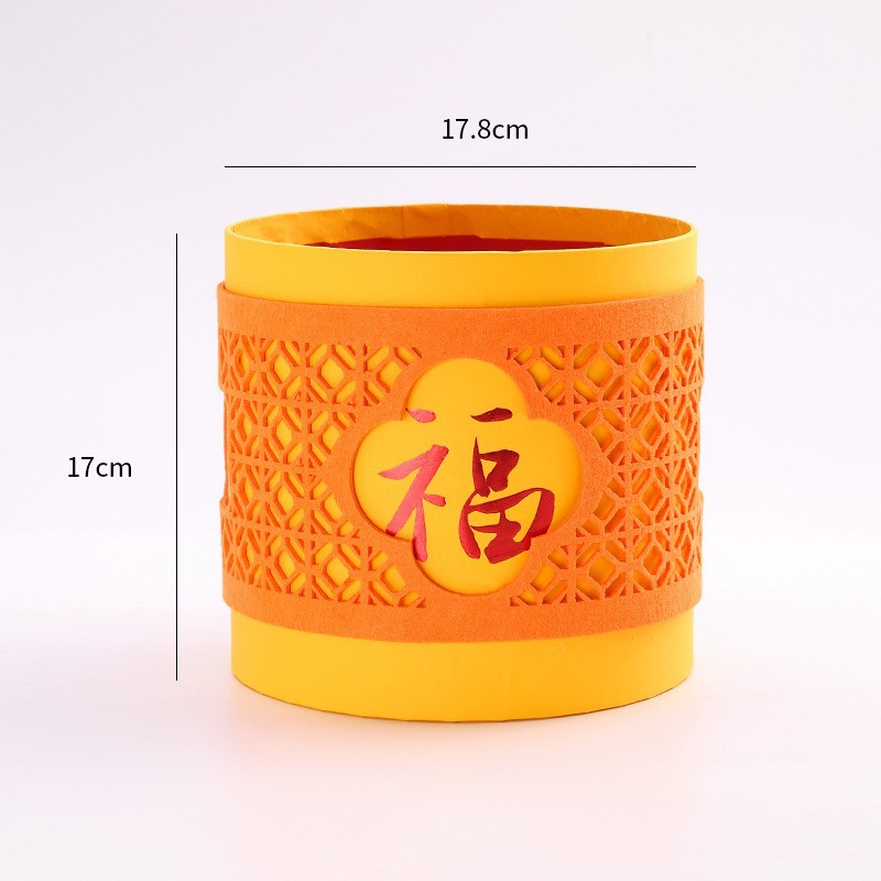 Barril de bendición de Año Nuevo al por mayor barril de abrazo rojo estampado redondo barril de flores barril vacío barril de hivernace material de arreglos de flores