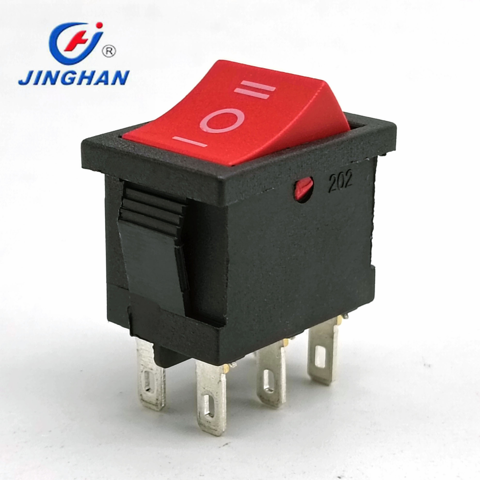 晶瀚 JINGHAN 6P小家电 船型开关 三档细脚跷板开关 KCD2-202D