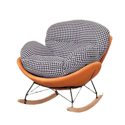 Nordic rocking chair, single lightweight luxury small sofa chair for living room, bedroom, balcony, home use, can sit and lie down, trendy lazy person rest