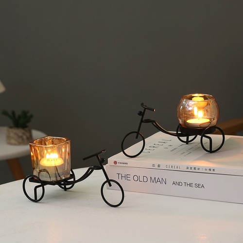 European minimalist creative black bicycle candle holder wholesale home living room romantic candlelight dinner decoration candlestick