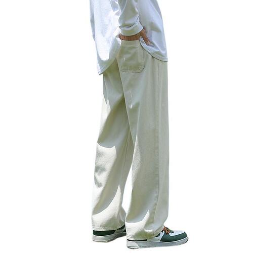 Japanese-style versatile cotton casual pants for men, summer thin men's trousers—trendy, streetwear-inspired, loose-fitting, wide-leg, and straight-cut.