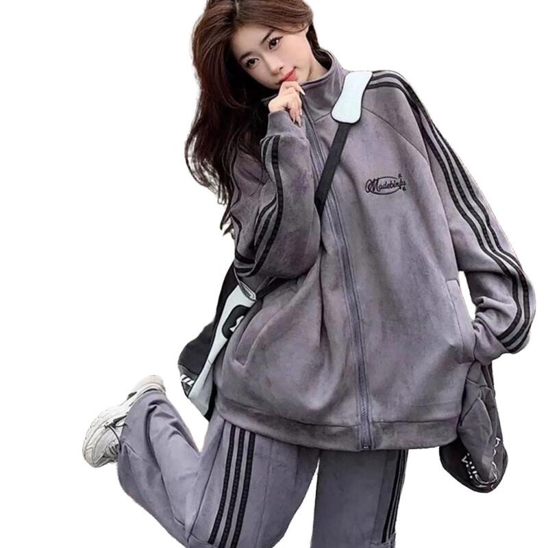 跑步休闲运动服长袖薄款套装女学生春秋宽松韩版外套一整套百搭潮|undefined