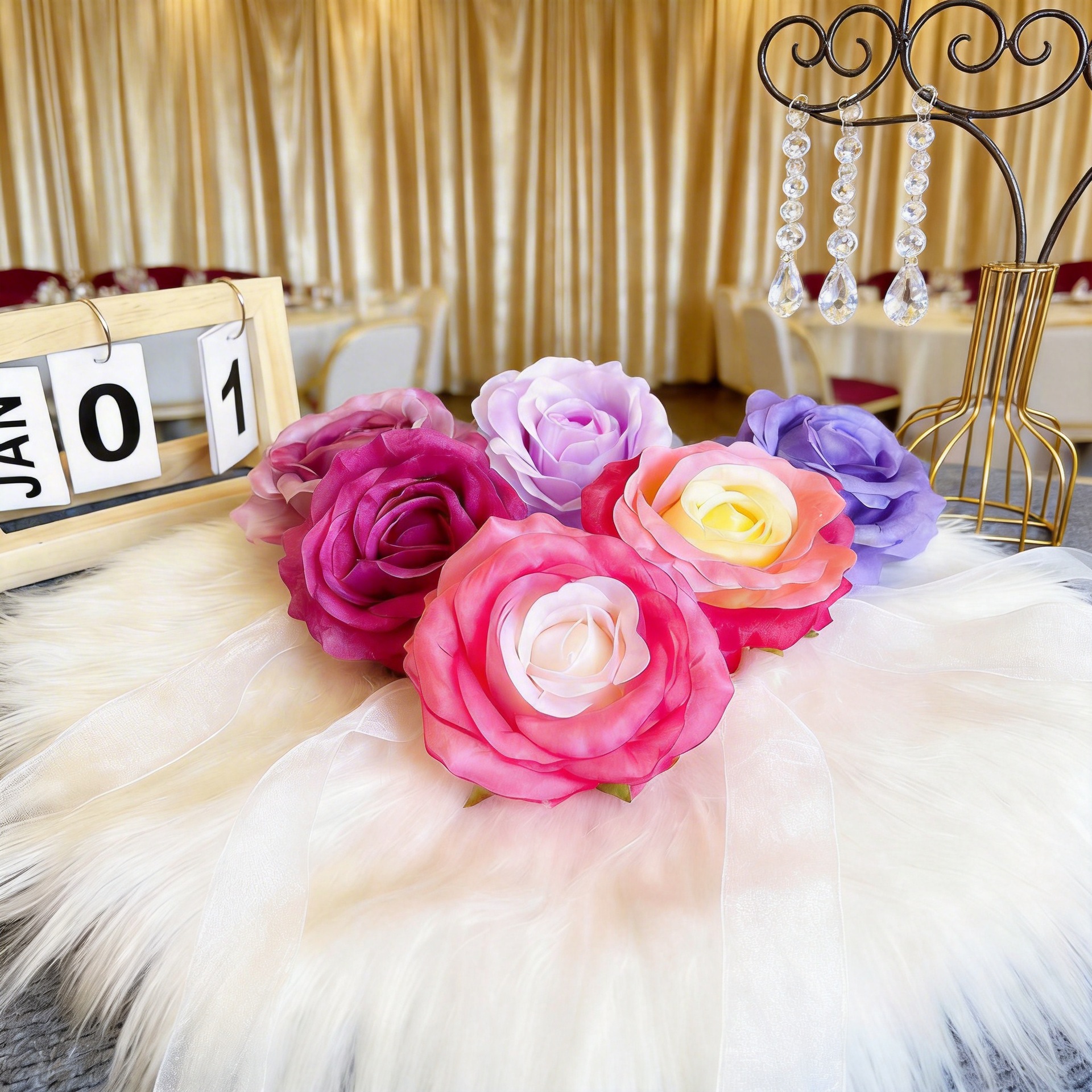 Anna Rose Flower Head Rose Flowers High-End Flower Wall Decoration Artificial Flowers Factory Direct Sales Flowers Simulated Flowers