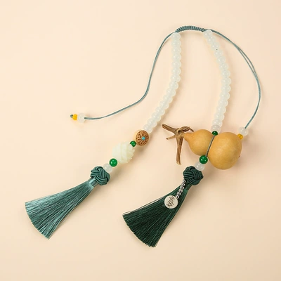 supply car pendant gourd sachet – Car hanging - upgraded-beaded-gourd-green-double-spike