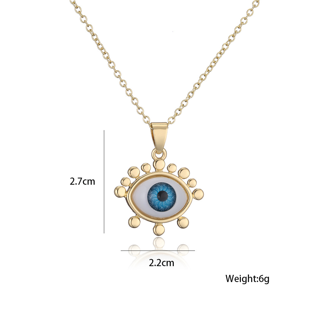 European And American Hot Sale New Copper Plated 18k Gold Lucky Eye Pendant Necklace display picture 1