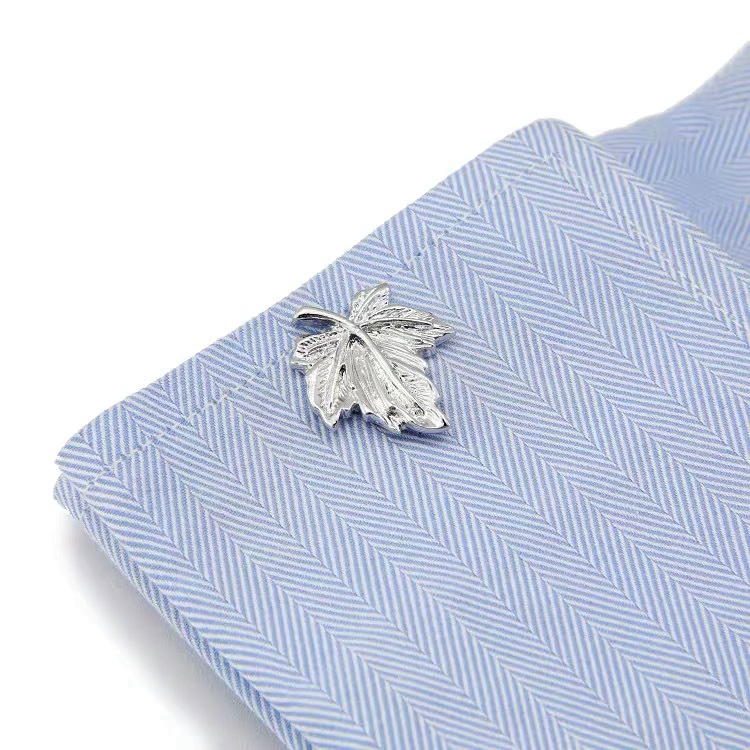 Слева импортная запонки в виде кленового листа, французская манжета shirt cufflinks, универсальные рукавные ногти, кленовый лист, никель-free