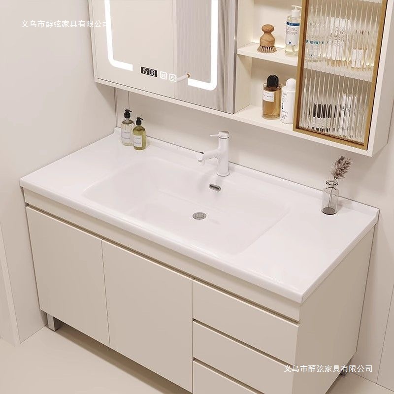 New Bathroom Cabinet Combination Ceramic Integrated Basin Modern Simple Wash Basin Bathroom Washstand Floor-Standing