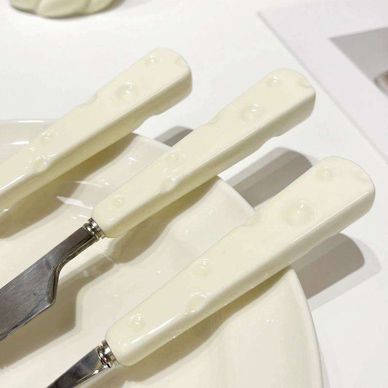 High quality ceramic handle, set, dessert spoon stainless steel, fork