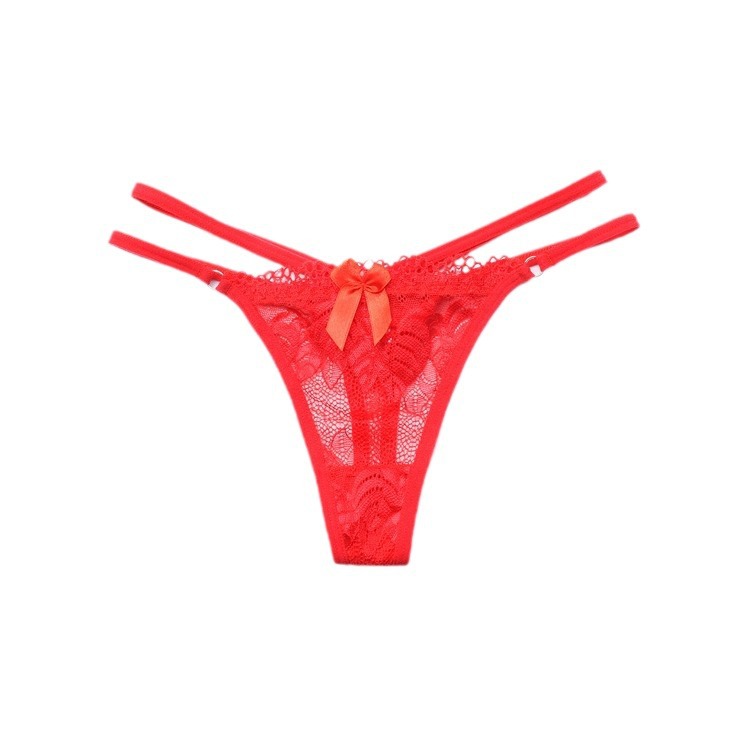 Foreign Trade Transparent Sexy Thong Lace Thin Strap Sexy Panties Pure Cotton Bottom Women's Panties 9616