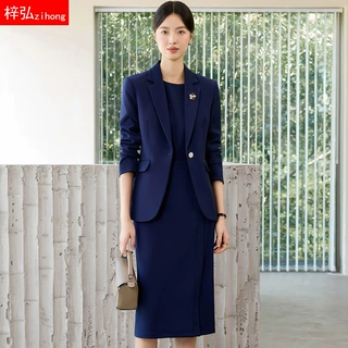 西装套装女2025新款连衣裙休闲百搭时尚气质外套纯色女士西服套裙