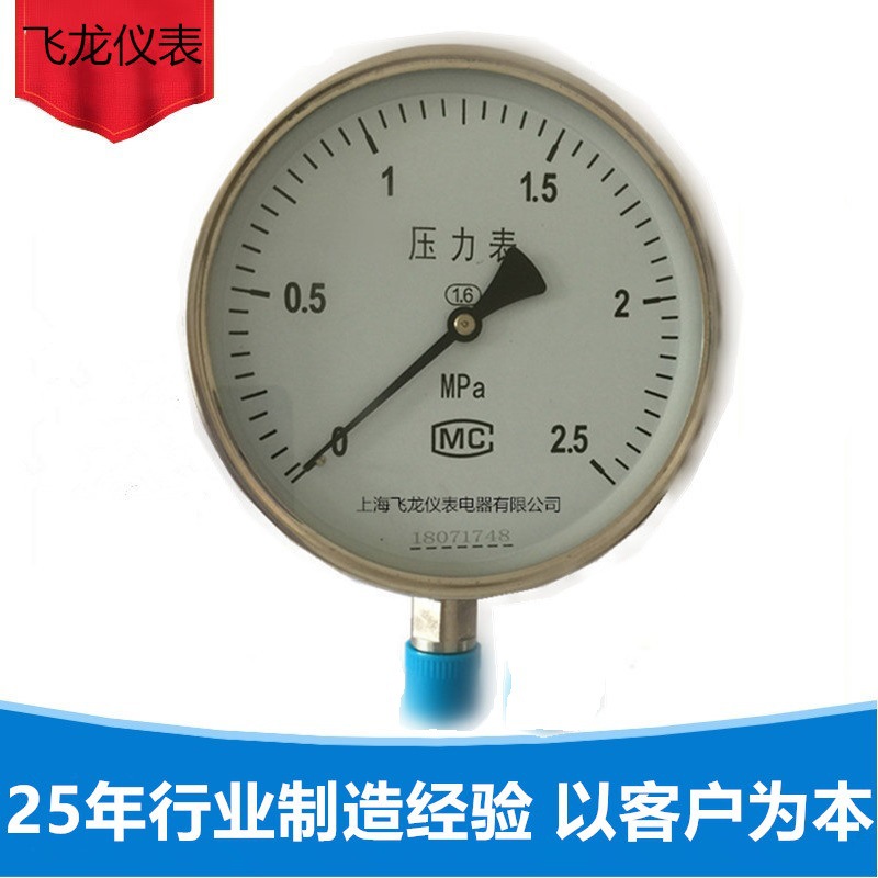 压力表y150不锈钢径向螺纹M20*1.5表盘直径150mm0-2.5Mpa