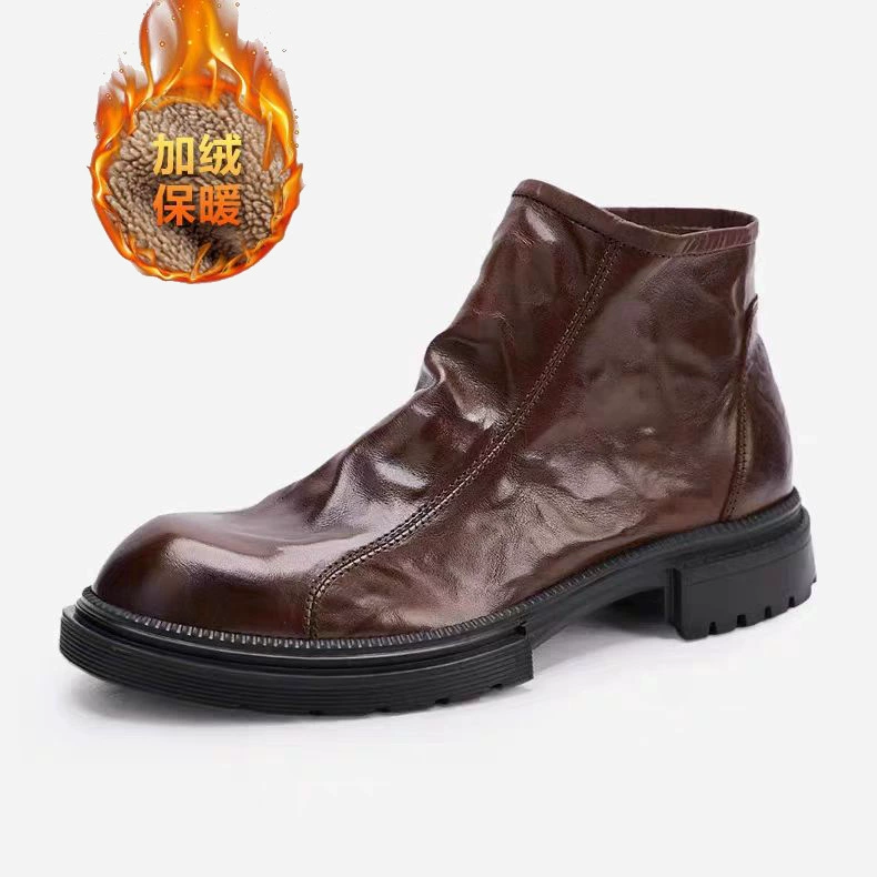 Высокие ботинки (Martens) натуральная телячья кожа, платформа, боковая молния, демисезон