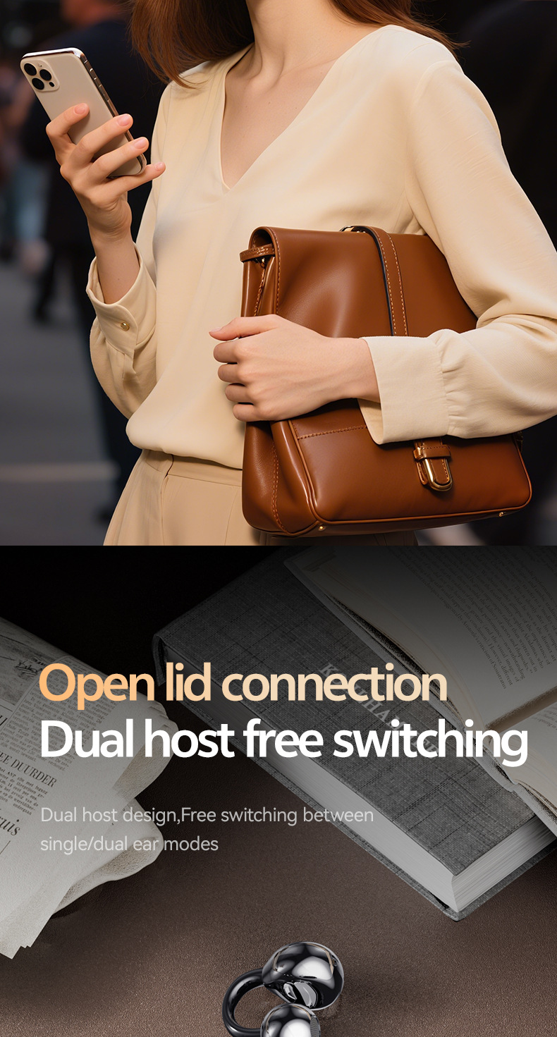 M110 AI Real-time Translation OWS Clip Type Not In Ear Bone Conduction Intelligent Bluetooth Headset_voghion.com