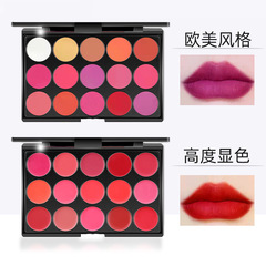 15色口紅盤唇膏多色滋潤不易掉色唇彩彩妝中性無logo跨境批發