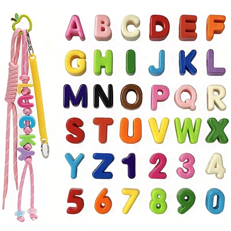 Acrylic A-Z Single Letter Solid Color Painted Large Hole Letter Beads DIY Jewelry Keychain Phone Chain Making Accessories Acrylic A-Z Single Letter Solid Color Painted Large Hole Letter Beads DIY Jewelry Keychain Phone Chain Making Accessories