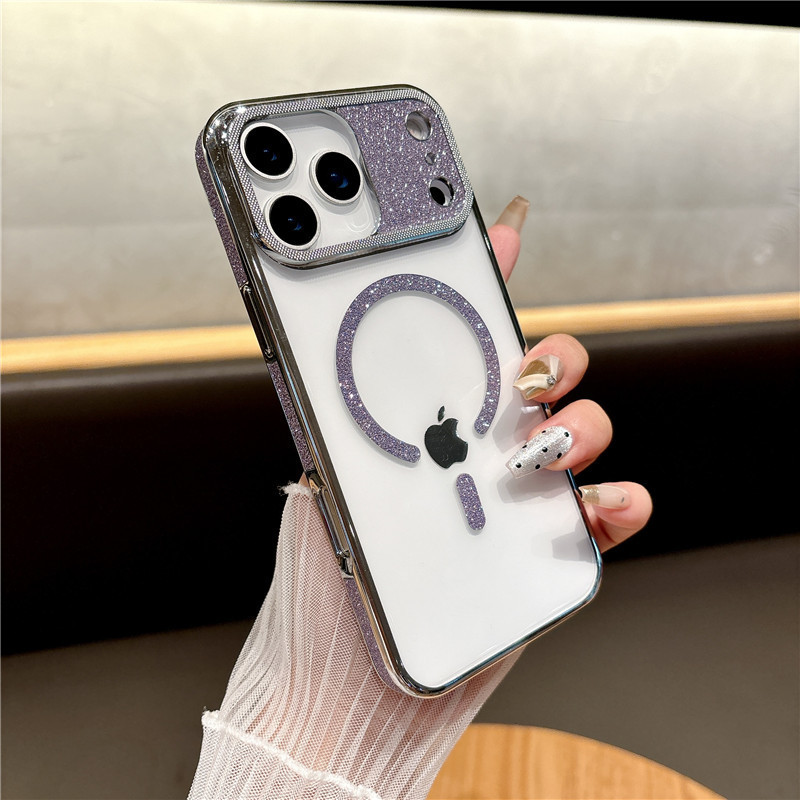 适用苹果17Air电镀散粉手机壳iPhone17ProMax保护套透明磁吸新款|undefined