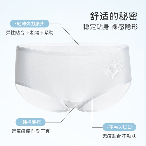 Underwear Women's Seamless Ice Silk Mid-waist Antibacterial Cotton Crotch Summer Thin Breathable Yoga Sports Briefs Wholesale