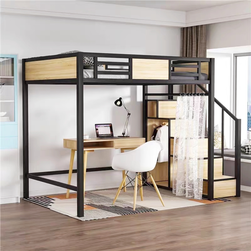 L7 Iron Bed Lower Bunk Elevated Bed Small Apartment Loft Kidsren's Simple Bunk Bed Home Adult Iron Bed
