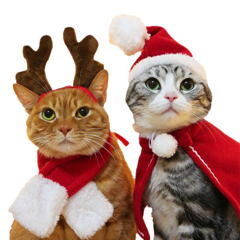 Amazon Christmas Pet Costume Clothes for Cats and Dogs, Hats, Headwear, Cloaks, Scarves, Universal Cloaks