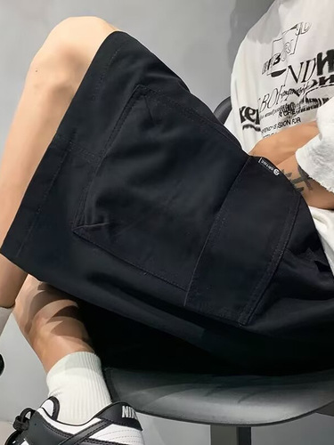 Cross-border work pants for men, new fashion casual summer loose large size big pants, trendy brand retro 5-inch pants