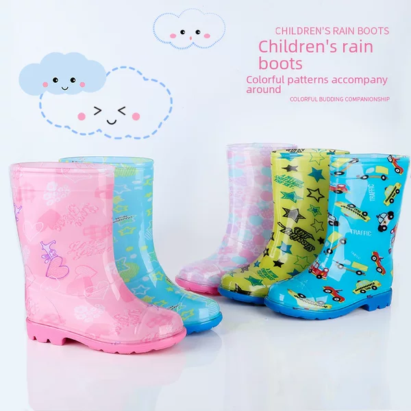 Star Chasing Foot Primary and Secondary School Students Children's Rain Boots Big Children's Non-Slip Korean Fashion Waterproof Boots All-Season Water Shoes in Stock