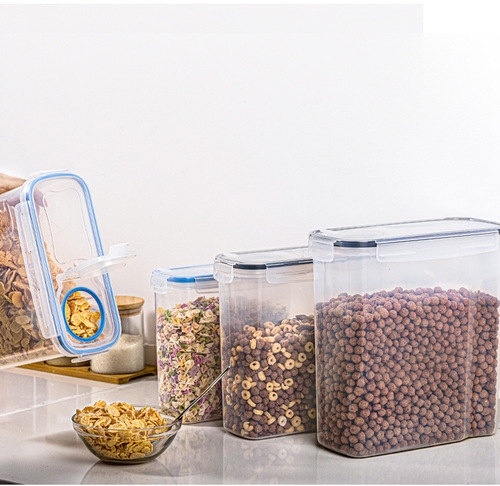 Cross-border kitchen storage box, grain storage tank, transparent plastic sealed moisture-proof, leak-proof storage tank, flour bucket