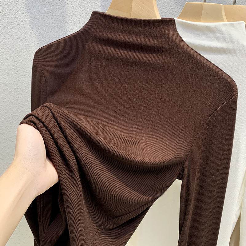 Half-Turtleneck Modal Base Shirt for Women 2025 Autumn and Winter Slim-Fit Elastic Long-Sleeve Top White Base Layer