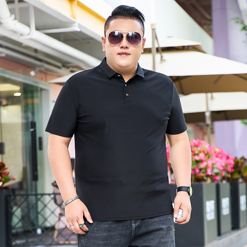 Verano hielo gordo hombre camiseta de manga corta para hombres ganancia de peso polo camiseta gordo tamaño grande suelto media manga grande