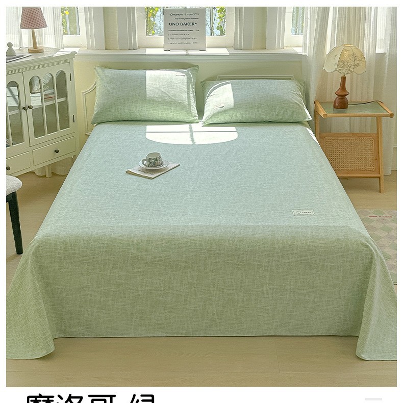 Verano 100 sábanas de tela gruesa vieja de algodón de una sola pieza de algodón algodón lino dormitorio estera edredón funda de almohada simple juego de tres piezas