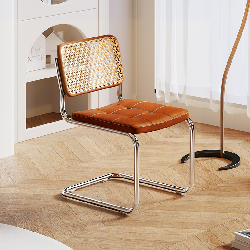 Silla de respaldo transfronteriza Xiyin silla de lujo ligera red red de caña silla de escritorio casera taburetes de cuero comercio exterior silla de comedor caliente image 3
