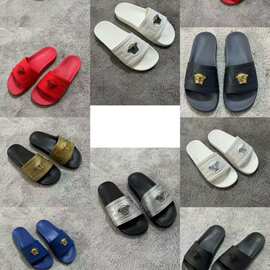 新款美杜沙女拖鞋潮版休闲情侣沙滩拖鞋外贸美人头一字拖男码拖鞋