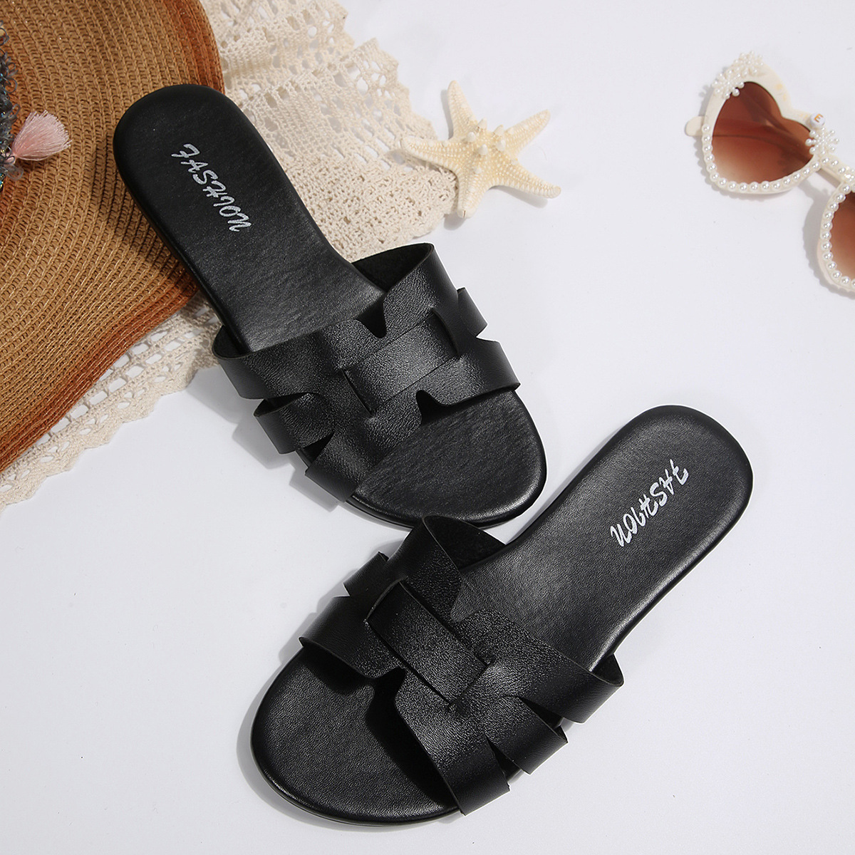 Sandalias Planas para Mujer de Cuero Sintético, Cómodas, para Uso Casual image 4