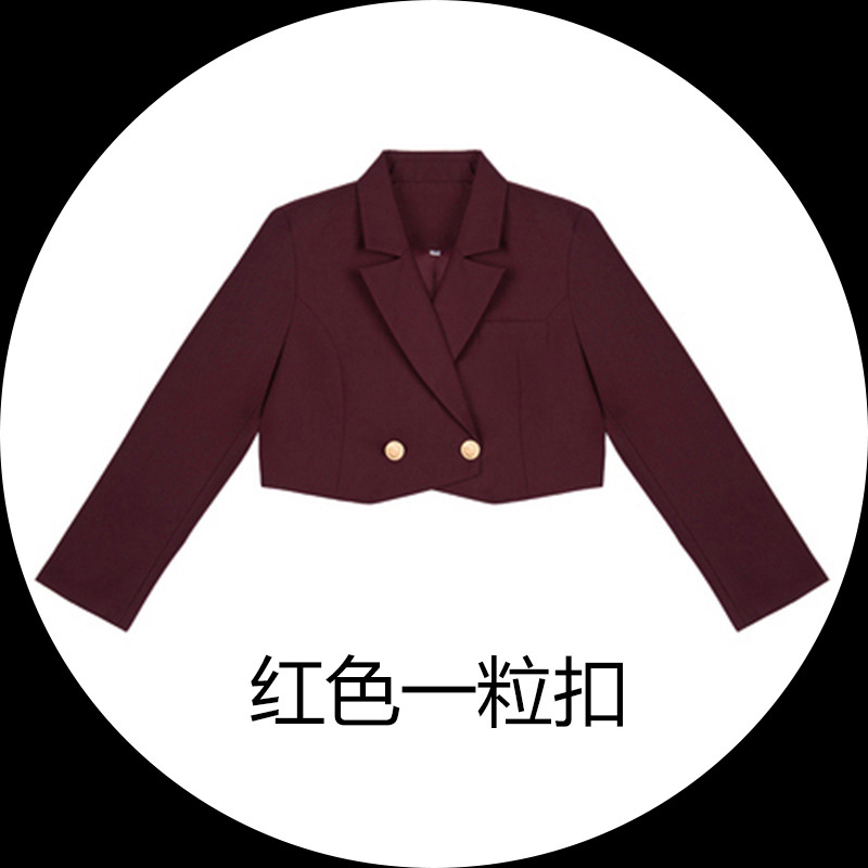 酒红1粒扣西服