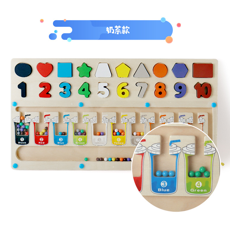 Forma de madera juego digital laberinto magnético caminar logarítmico tablero rompecabezas educación temprana Digital Color iluminación juguete