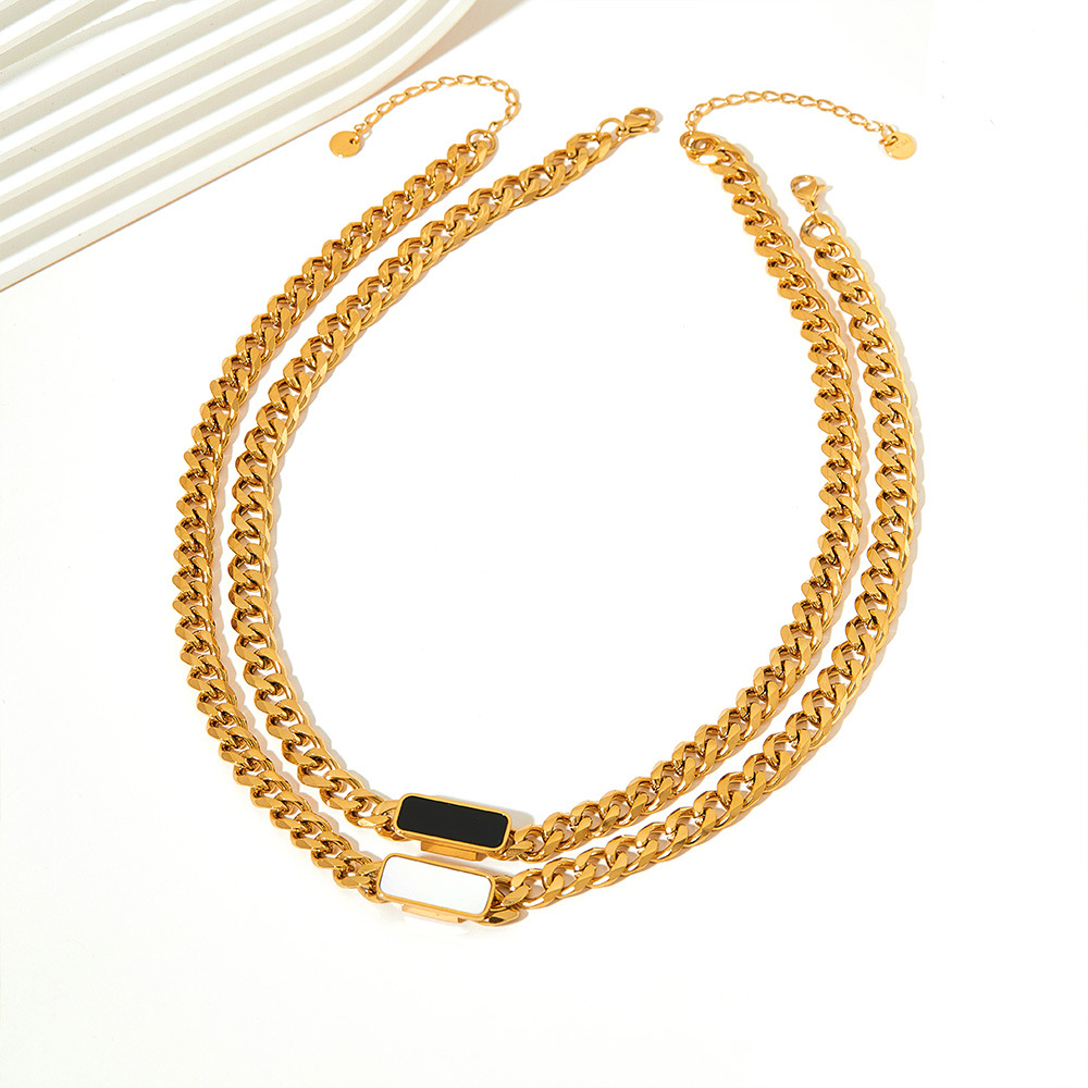 Rectangle Pattern Wholesale Jewelry Fashion Rectangle 304 Stainless Steel Shell 16K Gold Plated White Gold Plated Gold Plated Inlay Stainless Steel Jewelry Sets