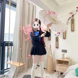 正统蓝三本jk制服裙套装女学院风基础款水手服日系大码中间服班服