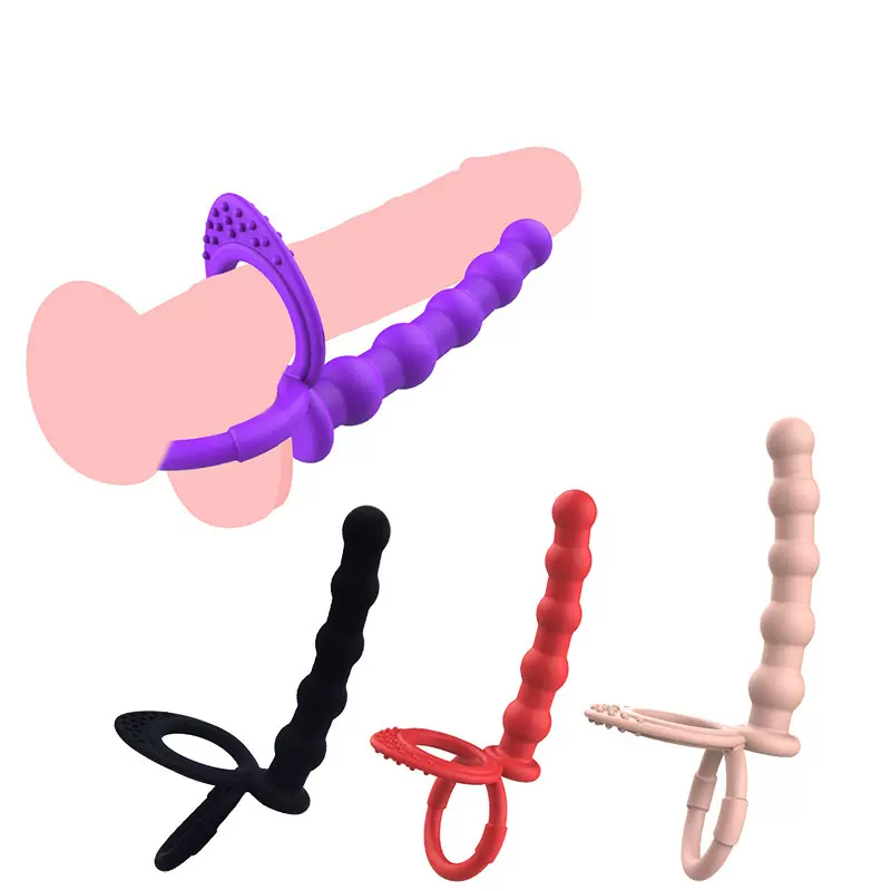 Orissi成人情趣用品男女共用前列腺肛塞硅胶双环后庭拉珠锁精环