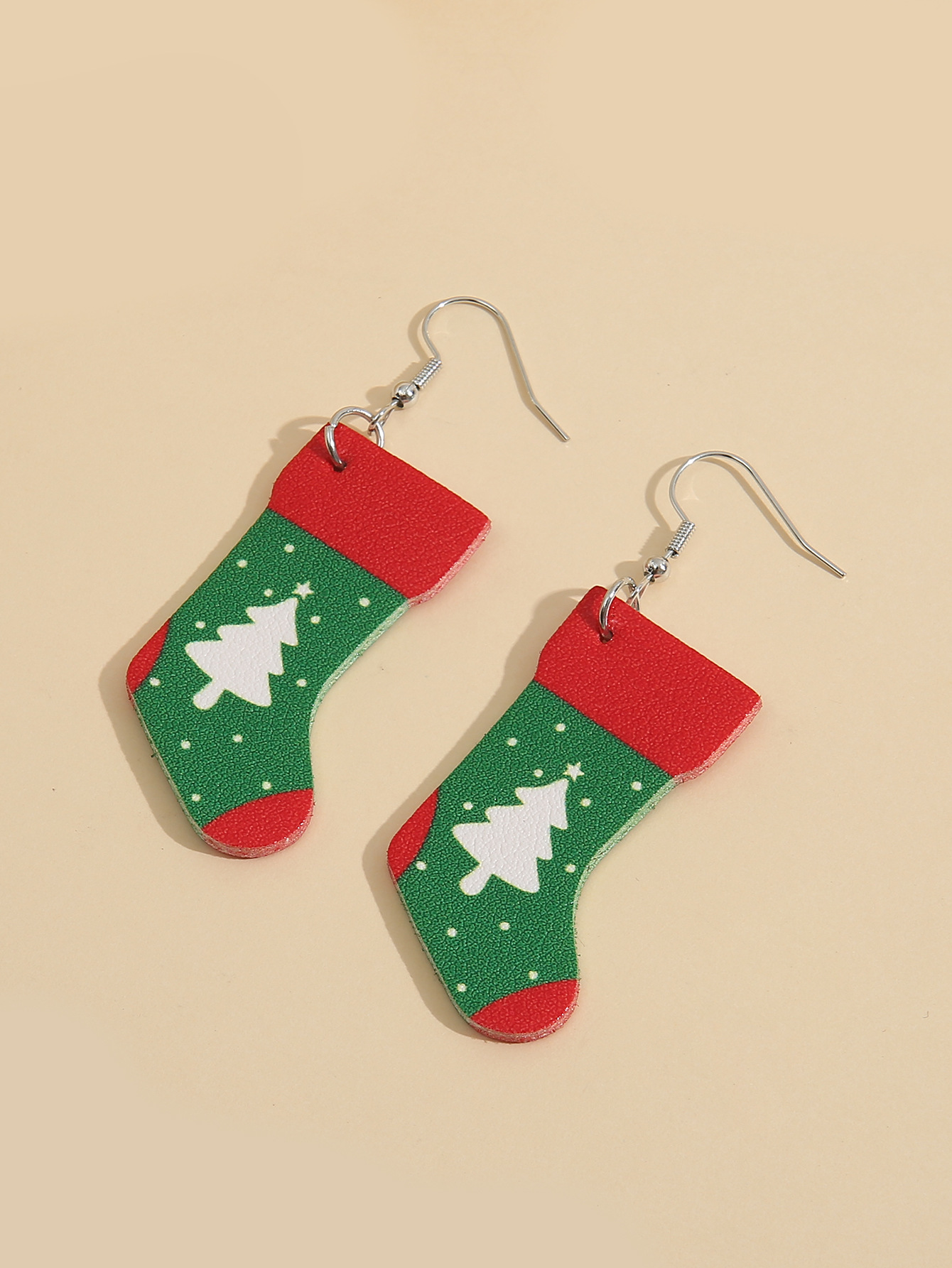 European And American Christmas Tree Elk Snowflake Pattern Snowman Water Drop Leather Earrings display picture 4