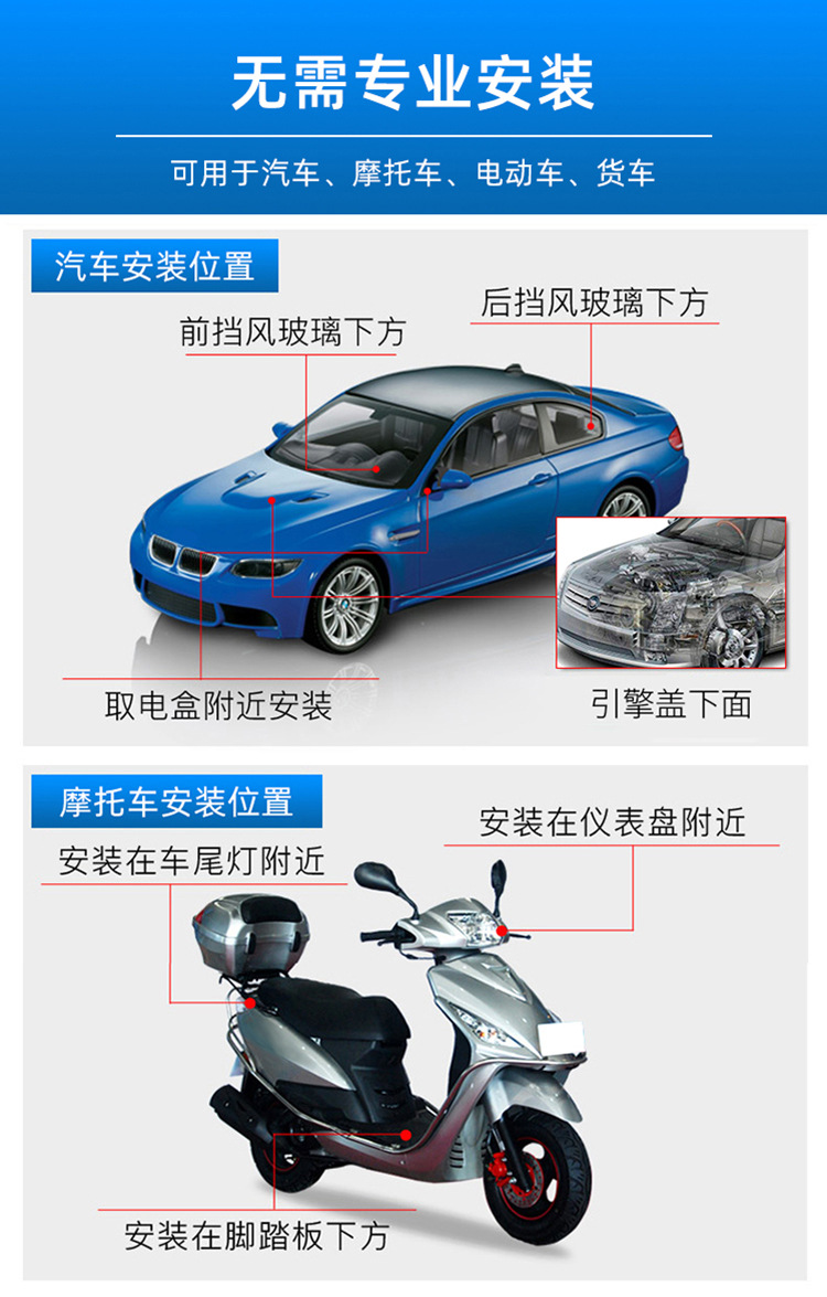 gps Beidou locator 4G Car electric car car motorcycle truck anti-theft satellite Chase j line fixed instrument