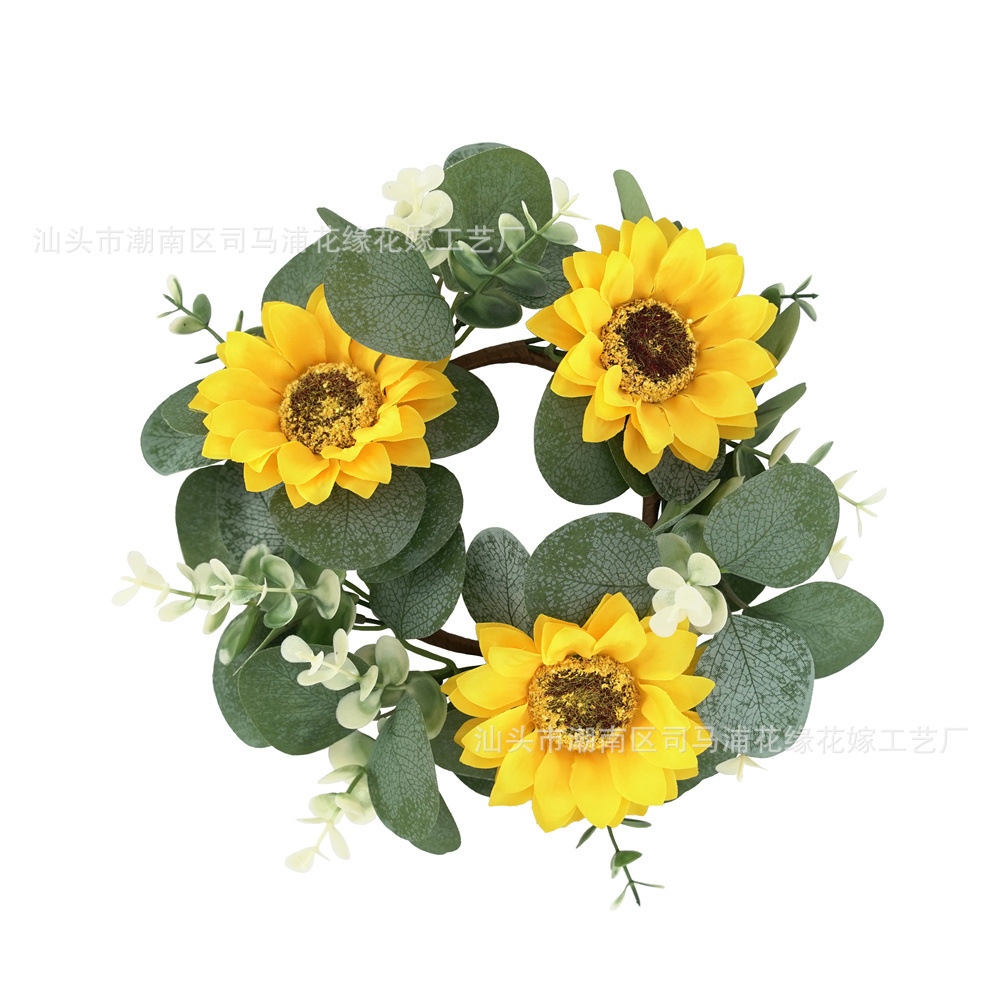 해바라기 유칼립투스 화환 (종이 화환)