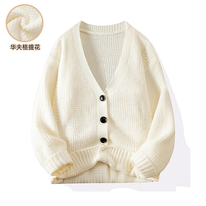 Acu Men's Clothing | College Style Sweater V-Neck Cardigan for Men 2026 Loose Versatile Thick Knit Sweater High-End Jacket for Men