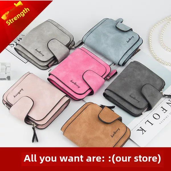 baellerry Women's Wallet Multi Card Korean Buckle Frosted Leather Coin Purse Cute Student Wallet Women