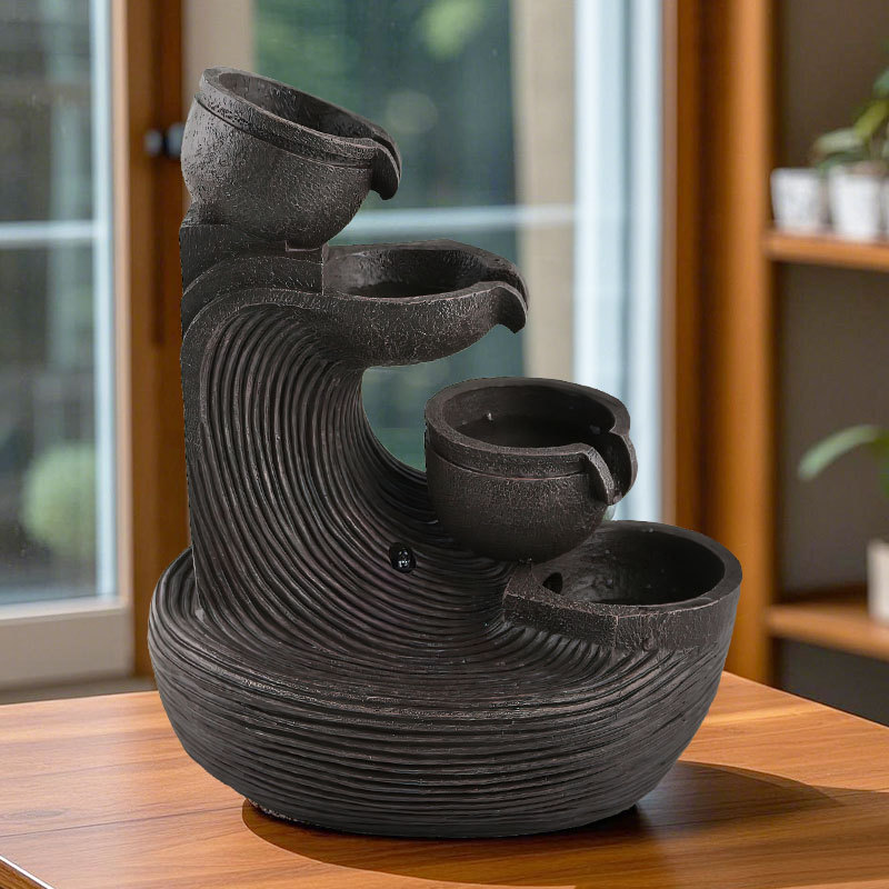Zen resin tank desktop running water ornaments circulating water with lamp office desktop running water wealth making ornaments