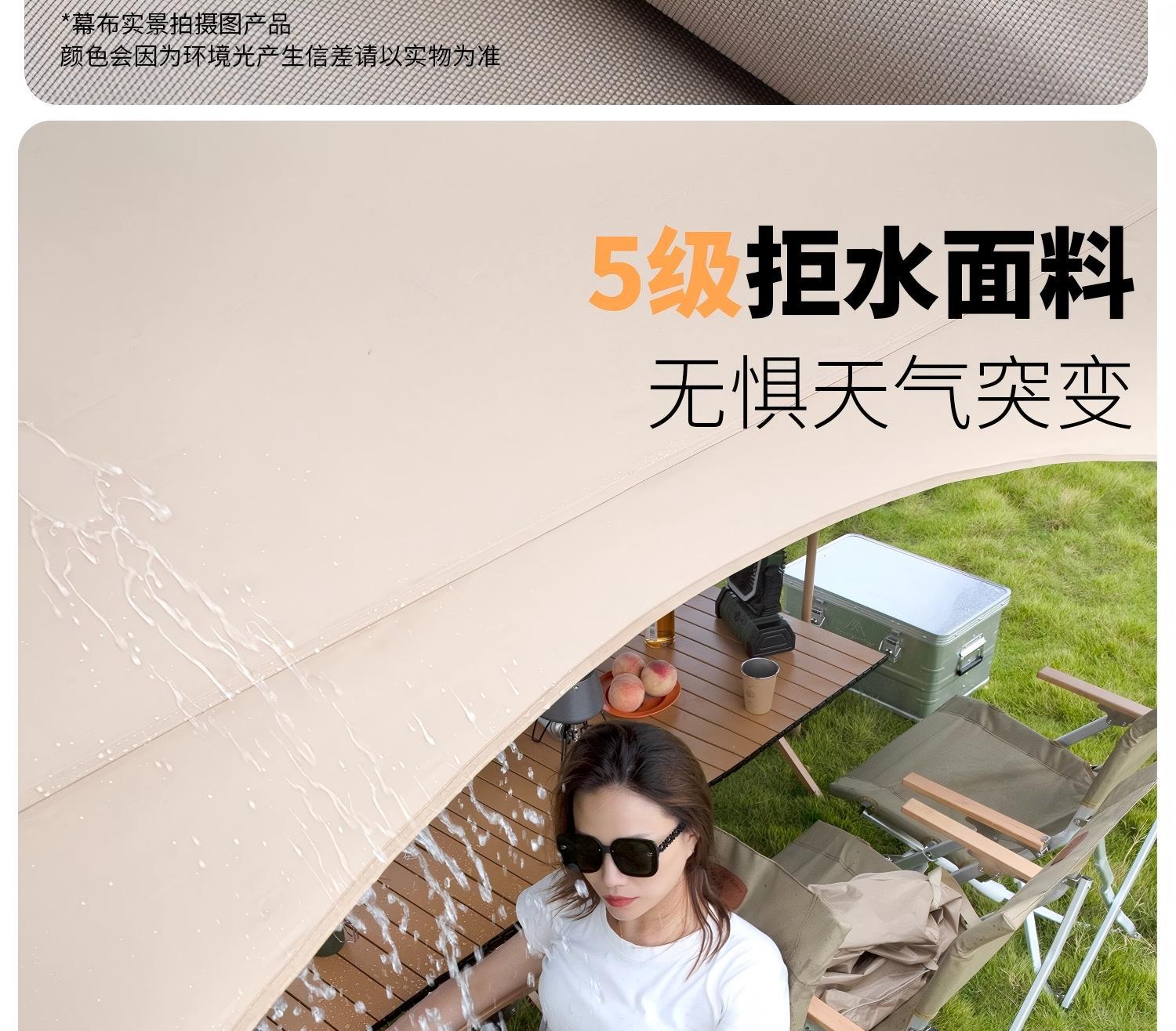 Outdoor Primitive Camping Tarp Tent Double-Peak Tarp Camping Sun Protection Rainproof Black Glue Windless Rope Sunshade Canopy