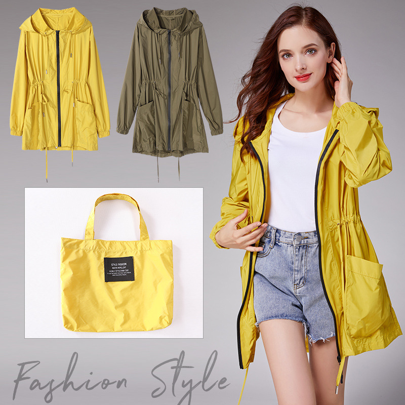 Raincoat Women's Short Waisted Slim-fit Thin Top Outdoor Weatherproof Adult Students School Walking Windbreaker Poncho