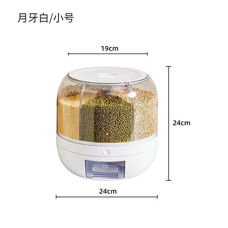 Barril de arroz rotatorio de grano de grano caja de almacenamiento de grano de grano casero a prueba de insectos a prueba de humedad sellado caja de almacenamiento de arroz cilindro de plástico