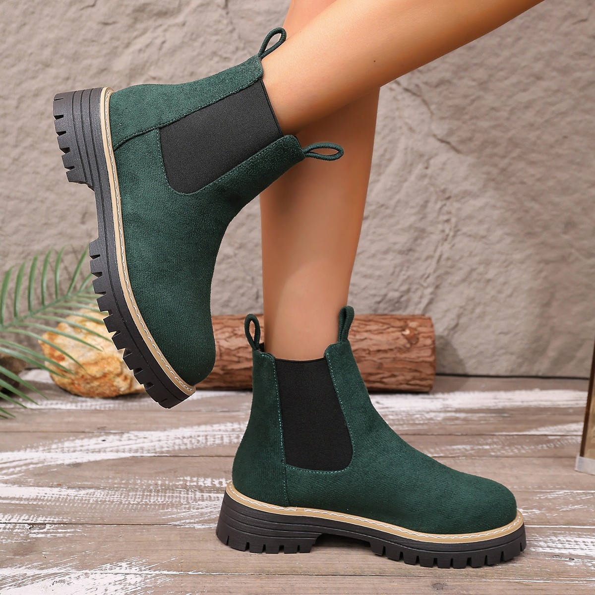 Zapatos de algodón de mujer procesamiento personalizado calentamiento de mujer cabeza redonda de moda botas Chelsea botas de suela gruesa versátiles botas Martin