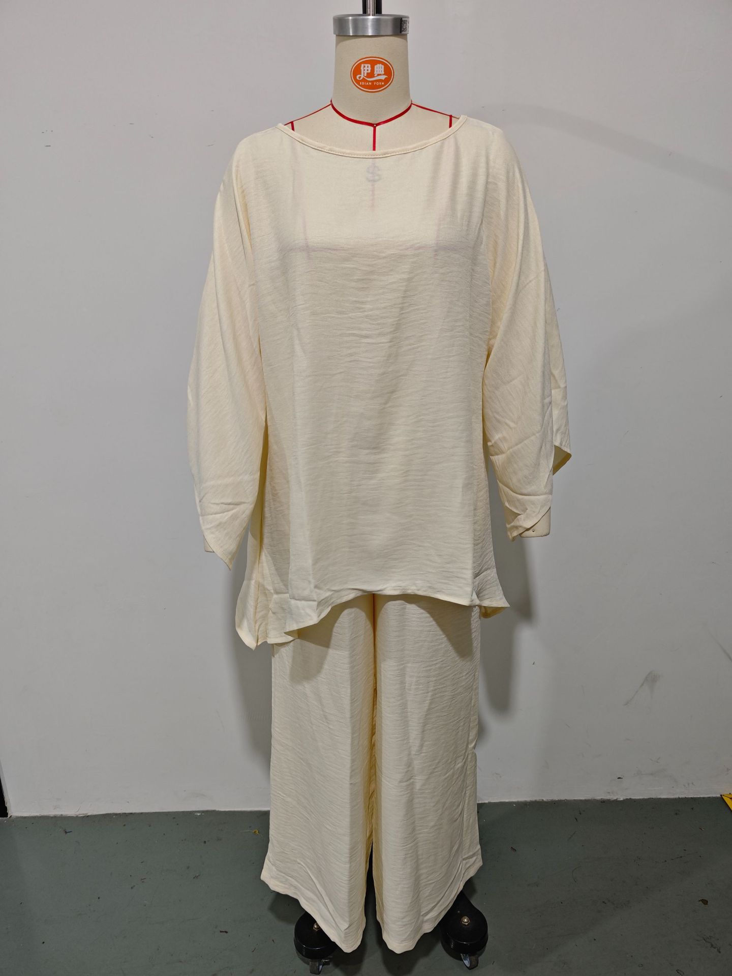 Women's Simple Loose Fit Linen Blend Shirt And Wide Leg Pants Set Casual Comfortable Two-Piece Outfit_ecoleips.com